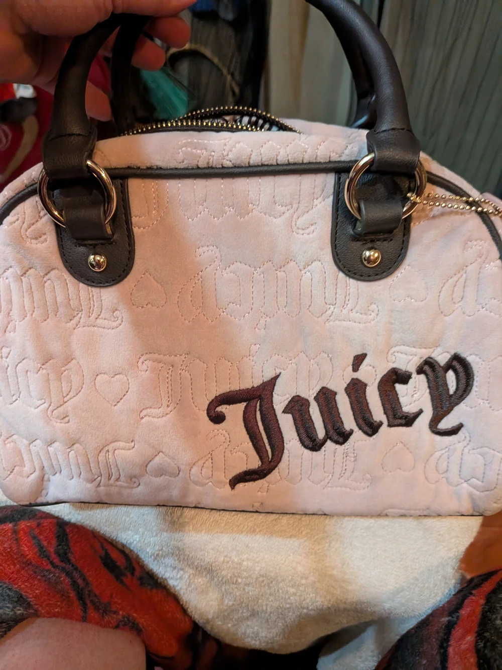 Juicy Couture Pink Quilted Heart Charm Satchel